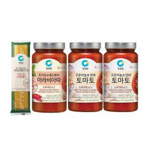 청정원 파스타소스, 토마토, 600g, 2개, + 아라비아따, 600g, 1개 + 스파게티면, 500g