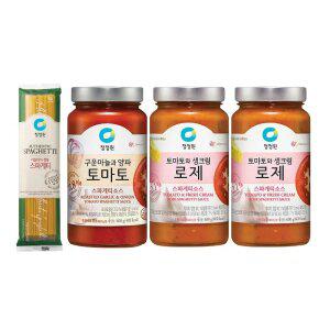 청정원 파스타소스, 로제, 600g, 2개 + 토마토, 600g, 1개 + 스파게티면, 500g, 1개