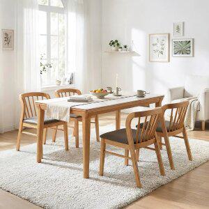 [헤닝] 몽스 포세린 통세라믹 식탁 세트 4인용 원목 식탁 1400 의자4