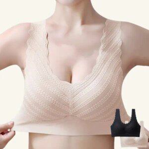 2P 노와이어 브라 여자 속옷 빅사이즈 스포츠 브래지어 레이스 나시 수면 브라