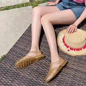 SOVO 리디아 젤리 피셔맨 플랫 비치 샌들 1cm