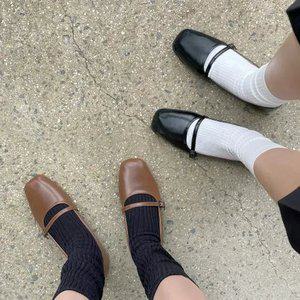 SOVO 바르티 스퀘어 메리제인 스트랩 플랫슈즈 1cm