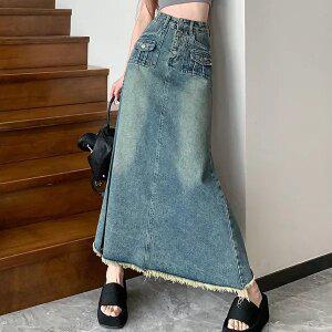 어나더블 버너스 데님 롱스커트