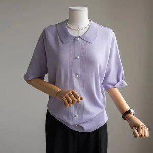 (안나앤플러스) 진주 카라 반팔 니트[니트CVS27] 빅사이즈