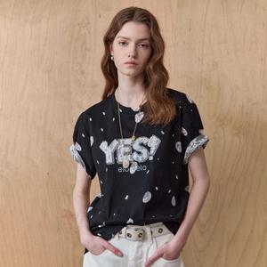 [MAXZA] 레이스 레터링 디스트로이드 반팔 티셔츠