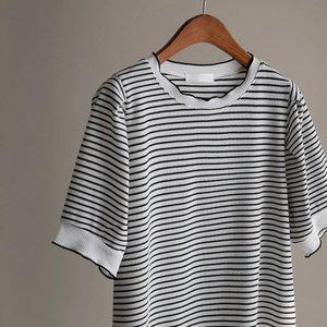 (안나앤플러스) 비르 웨이브 배색 티셔츠[티셔츠EFR42] 빅사이즈