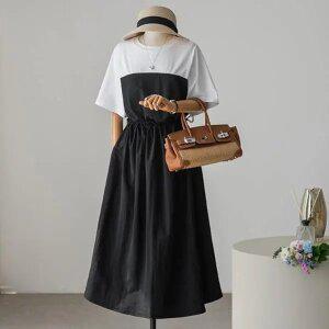 (안나앤플러스) 마델 배색 스트링 원피스[드레스EFU87] 빅사이즈