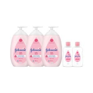존슨즈 핑크 로션 베이비파우더향 500ml, 3개 + 증정(베이비오일 125ml, 2개)