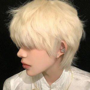 남성 왕자님 짧은머리 금발 플래티넘 백금발 통가발