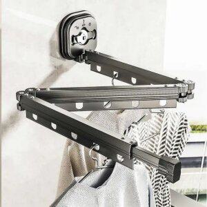 공중부양 빨래 건조대 베란다 방 창문 접이식 흡착식-그레이 2단