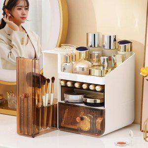 화장품 정리대 대형 슈퍼 화장품정리함 립스틱 보관함 브라운+화이트 스타 추천