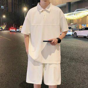 여름 남성 폴로셔츠 반소매와 남성용 반바지 슈트 상의+반바지