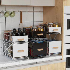 주방선반 싱크대 수납 하부장 정리 슬라이딩 틈새 철제 수납장 트레이 높이조절 거실