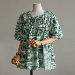 (안나앤플러스) 헤즈 체크 블라우스[셔츠DT728] 빅사이즈