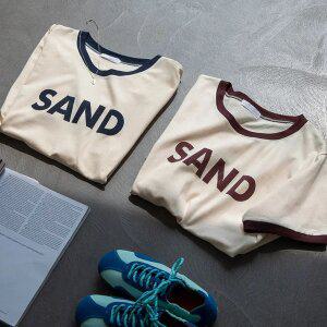 (안나앤플러스) 샌드 배색 레터링 티셔츠[티셔츠EFN70] 빅사이즈