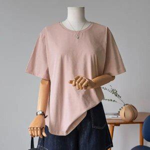 (안나앤플러스) A. 팝콘 라운딩 티셔츠(기능성소재)[티셔츠D0422H01] 빅사이즈