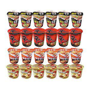 농심 신라면컵, 62g, 6개 + 튀김우동컵, 62g, 6개 + 새우탕컵, 67g, 6개 + 짜파게티범