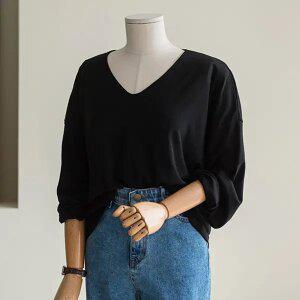 (안나앤플러스) 오디너리 브이 긴팔 티셔츠[티셔츠BZU69] 빅사이즈