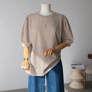 (안나앤플러스) A. 데로나 골지 퍼프 티셔츠[티셔츠D1204H01] 빅사이즈