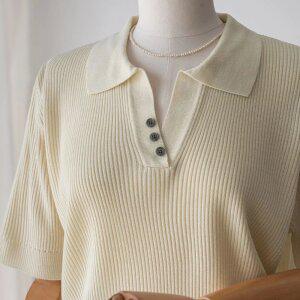 (안나앤플러스) 세리나 골지 버튼 니트[니트EFC40] 빅사이즈