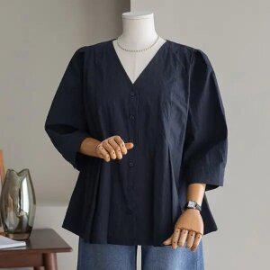 (안나앤플러스) A. 리사 솔리드 핀턱 블라우스[셔츠D1230H01] 빅사이즈