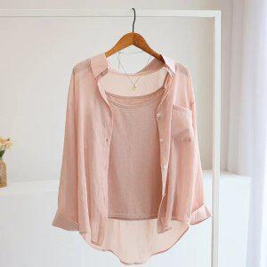 [잇수다] 온하 시스루 언발 루즈핏 셔츠 + 이너 나시 세트