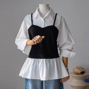 (안나앤플러스) 세른 뷔스티에 블라우스[셔츠EDL99] 빅사이즈