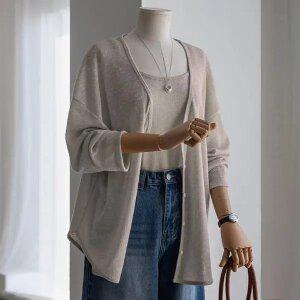 (안나앤플러스) 센느 린넨 가디건 세트[세트EFN73] 빅사이즈