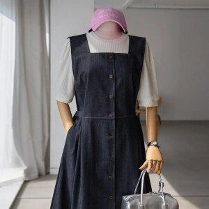 (안나앤플러스) 벨트 나시 데님 원피스[드레스ED334] 빅사이즈