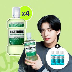 리스테린 그린티 마일드 750ml, 4개 + 증정(쿨민트 100ml, 3개)