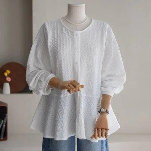 (안나앤플러스) 러밋 페플럼 블라우스[셔츠EDQ44] 빅사이즈