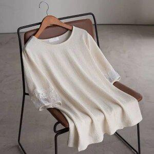 (안나앤플러스) 체른 레이스 퍼프 블라우스티[티셔츠ED748] 빅사이즈