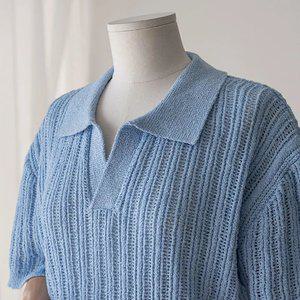 (안나앤플러스) 스카시 오픈 카라 니트[니트EFT66] 빅사이즈