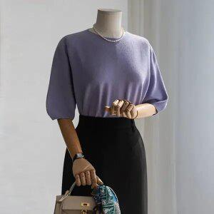 (안나앤플러스) 로시 홀가먼트 라운드 니트[니트DRS4] 빅사이즈