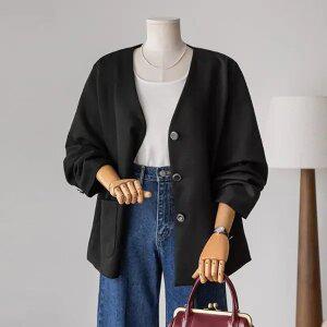 (안나앤플러스) 아델리 브이넥 자켓[자켓EDX54] 빅사이즈