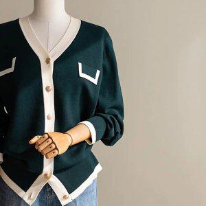 (안나앤플러스) 셀 배색 가디건[가디건CFQ96] 빅사이즈