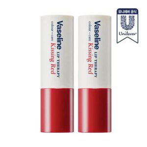 [유니레버공식]  바세린 립 컬러+케어 키씽 레드 4.2g 2개