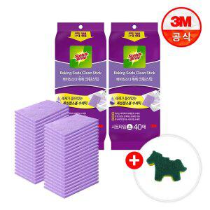 [최종 19,920원] 3M 욕실청소 크린스틱 시트타입 소형 40입x2개+말모양 수세미 증정