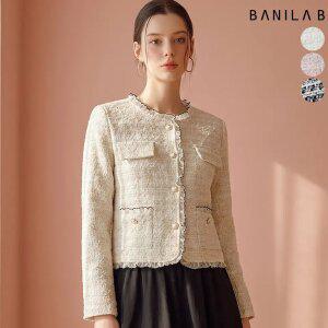 여성 레이스 프릴 트위드 자켓