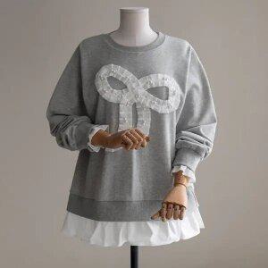 (안나앤플러스) 보덴 리본 패치 티셔츠 [티셔츠EDD1] 빅사이즈