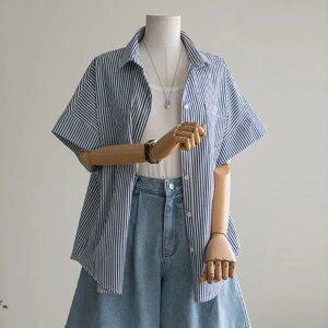 (안나앤플러스) A. 블루 캡소매 포켓 셔츠[셔츠D0328P03] 빅사이즈