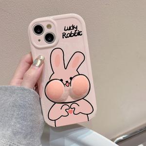 최신 귀여운 아이폰 케이스 하트 볼빵빵 토끼 TPU / 핸드폰케이스 12 13 14 15 16 프로