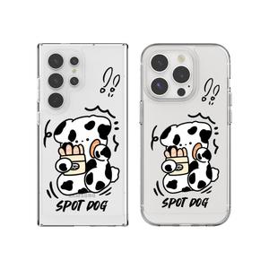 최신 귀여운 갤럭시 아이폰 케이스 얼룩 강아지 투명 / 핸드폰 12 13 14 15 16 S24 S2