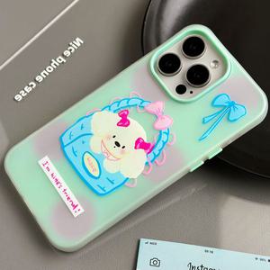 최신 귀여운 아이폰 케이스 바구니 강아지 TPU / 핸드폰 13 14 15 16 프로 플러스