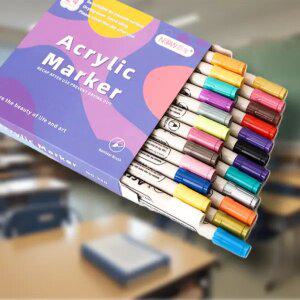 아크릴 마커펜 세트 24색 학교 미술 스케치 티셔츠 신발 플라스틱 디자인 드로잉