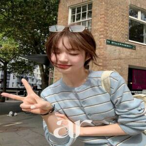 (MADE/이지워셔블/소프트니트) 피오니 워셔블 배색 스트라이프 펜던트 라운드 가디건