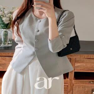 (봄격식룩) 마론드 트위드 라인 긴팔 블라우스 bs8706