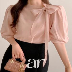 (봄컬러추가/얼굴광채템/봄하객룩/7부소매 추가) 리본 타이 블라우스 데이트룩리본블라