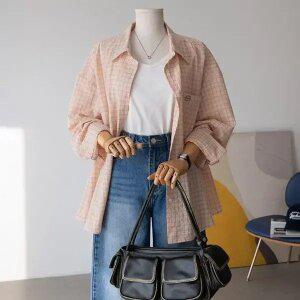 (안나앤플러스) 테빈 패치 체크 셔츠[셔츠EDY98] 빅사이즈