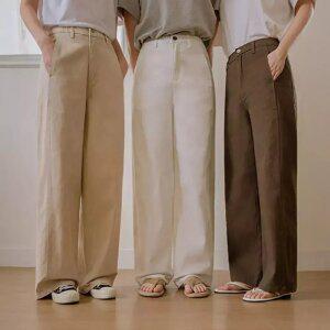 플랫 사이드절개 와이드팬츠(숏/기본/롱)